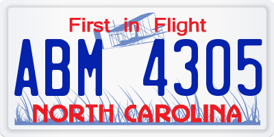 NC license plate ABM4305