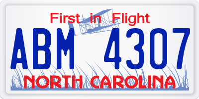NC license plate ABM4307