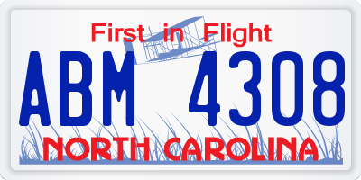 NC license plate ABM4308