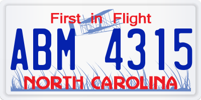 NC license plate ABM4315