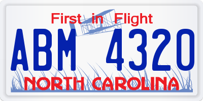 NC license plate ABM4320