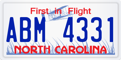 NC license plate ABM4331
