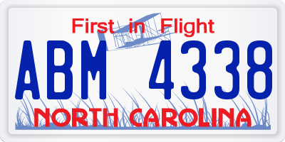 NC license plate ABM4338
