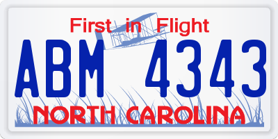 NC license plate ABM4343
