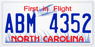 NC license plate ABM4352