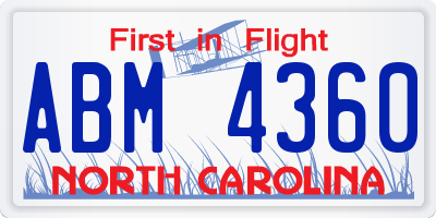 NC license plate ABM4360