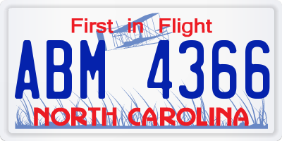 NC license plate ABM4366