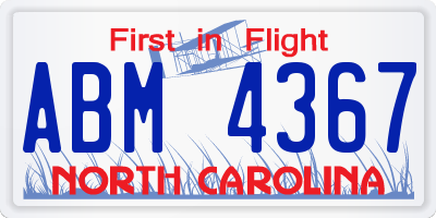 NC license plate ABM4367