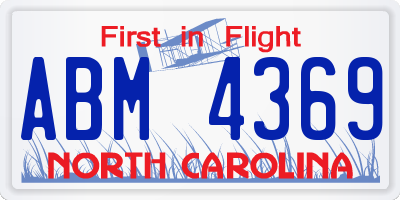 NC license plate ABM4369