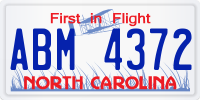 NC license plate ABM4372