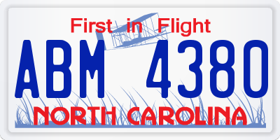 NC license plate ABM4380