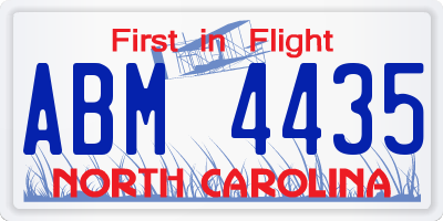 NC license plate ABM4435