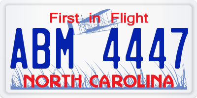 NC license plate ABM4447