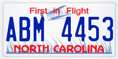 NC license plate ABM4453