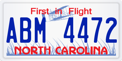 NC license plate ABM4472