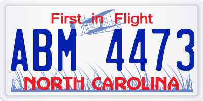 NC license plate ABM4473