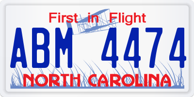 NC license plate ABM4474
