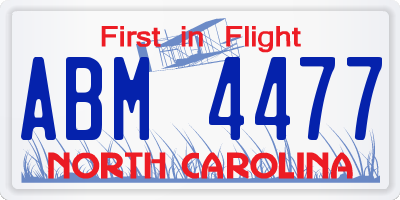 NC license plate ABM4477