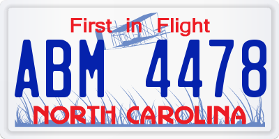 NC license plate ABM4478