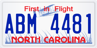 NC license plate ABM4481