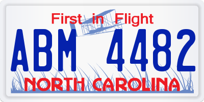 NC license plate ABM4482