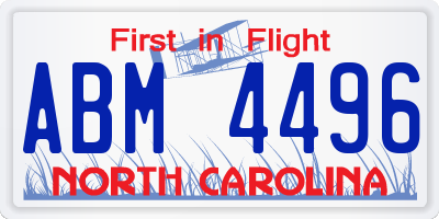 NC license plate ABM4496