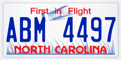NC license plate ABM4497