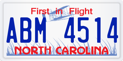 NC license plate ABM4514