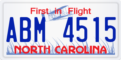 NC license plate ABM4515