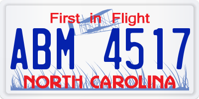 NC license plate ABM4517