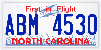 NC license plate ABM4530