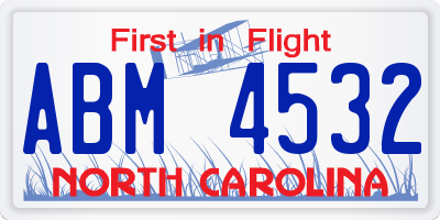 NC license plate ABM4532