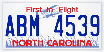 NC license plate ABM4539
