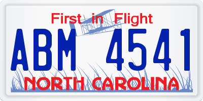 NC license plate ABM4541