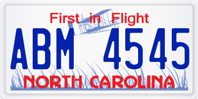 NC license plate ABM4545