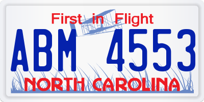 NC license plate ABM4553