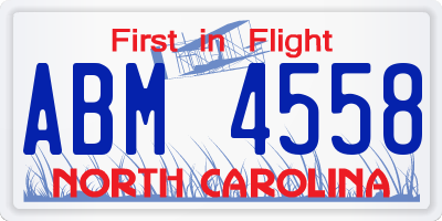 NC license plate ABM4558