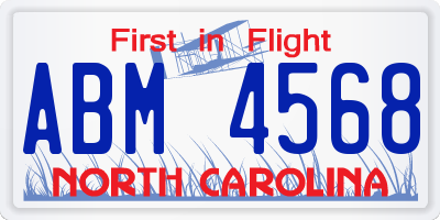 NC license plate ABM4568