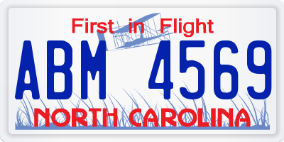 NC license plate ABM4569