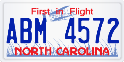 NC license plate ABM4572