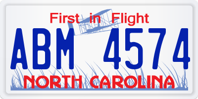 NC license plate ABM4574