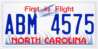 NC license plate ABM4575