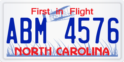 NC license plate ABM4576