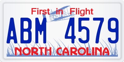 NC license plate ABM4579