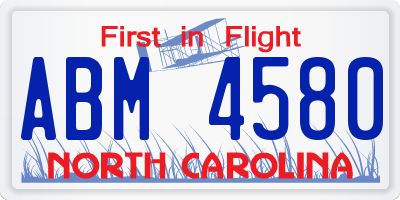 NC license plate ABM4580