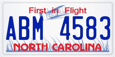 NC license plate ABM4583
