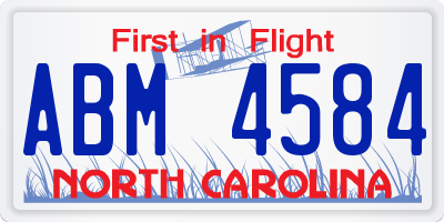 NC license plate ABM4584