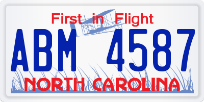 NC license plate ABM4587