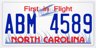 NC license plate ABM4589