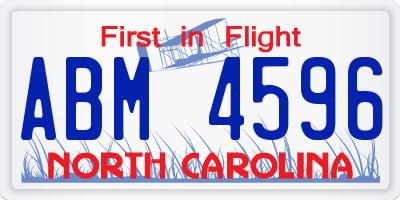 NC license plate ABM4596